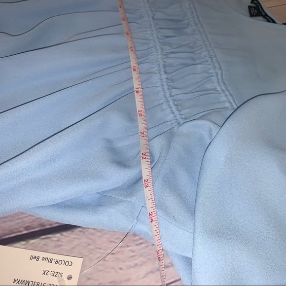 NWT Zac & Rachel Blue Flutter Sleeve Flowy Blouse - Picture 7 of 9